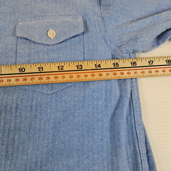 GapKids Shirt Boys Medium Blue Long Sleeve Button Up Chest Pockets Cotton Top - Picture 4 of 10